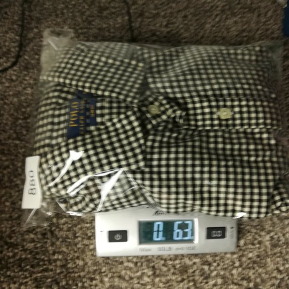 Ralph Lauren Shirt Gingham Checked LS Button Down Black Mens Medium Slim Fit - Picture 9 of 9